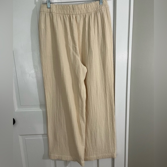 Wonderly 100% Cotton Gauze Cream Wide Leg Pull On Pants Beachy Boho Size Large - Picture 7 of 13